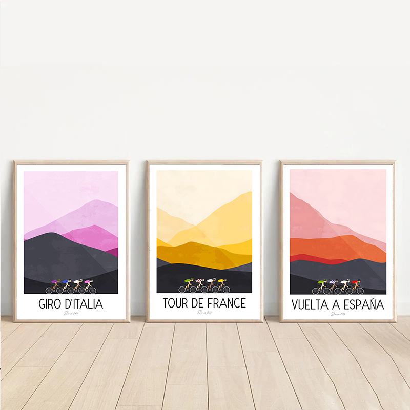 Mountain Biking Pictures - Watercolor Cycling Race Cyclist Tour De