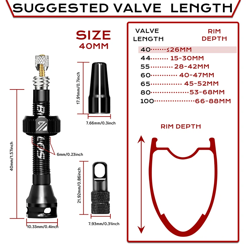 BUCKLOS 55/60/65MM Bike Tubele - Tubeless Valve Core recension och pris
